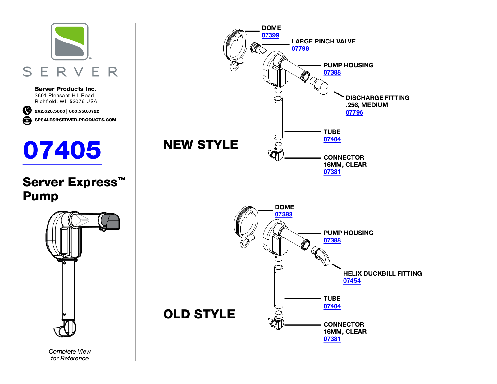 Server 07405 PARTS LIST