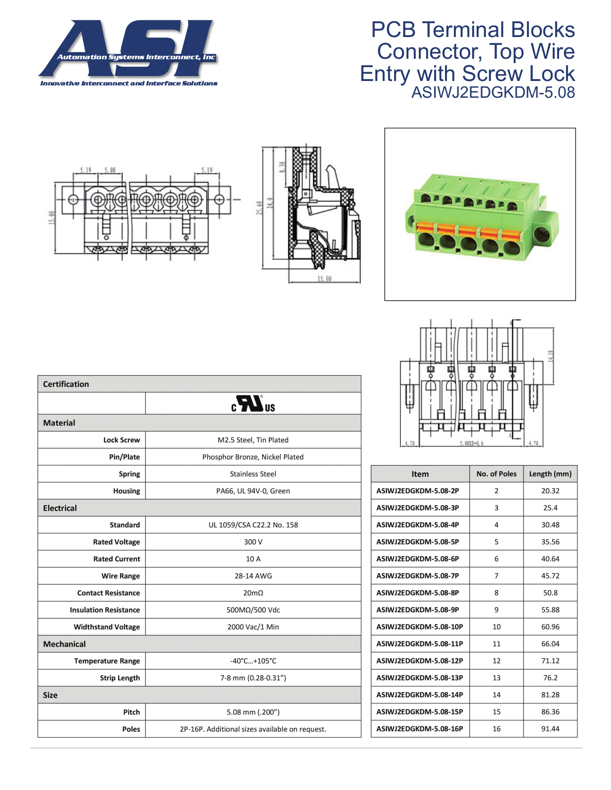 ASI-Automation Systems Interconnect ASIWJ2EDGKDM-5.08 Data Sheet