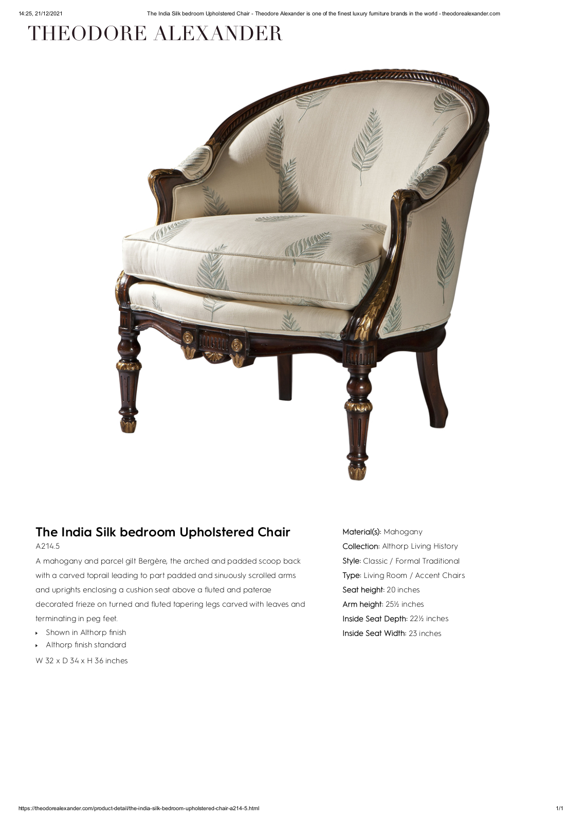 Theodore Alexander FPLJ2940 Specifications - ManualMachine.com