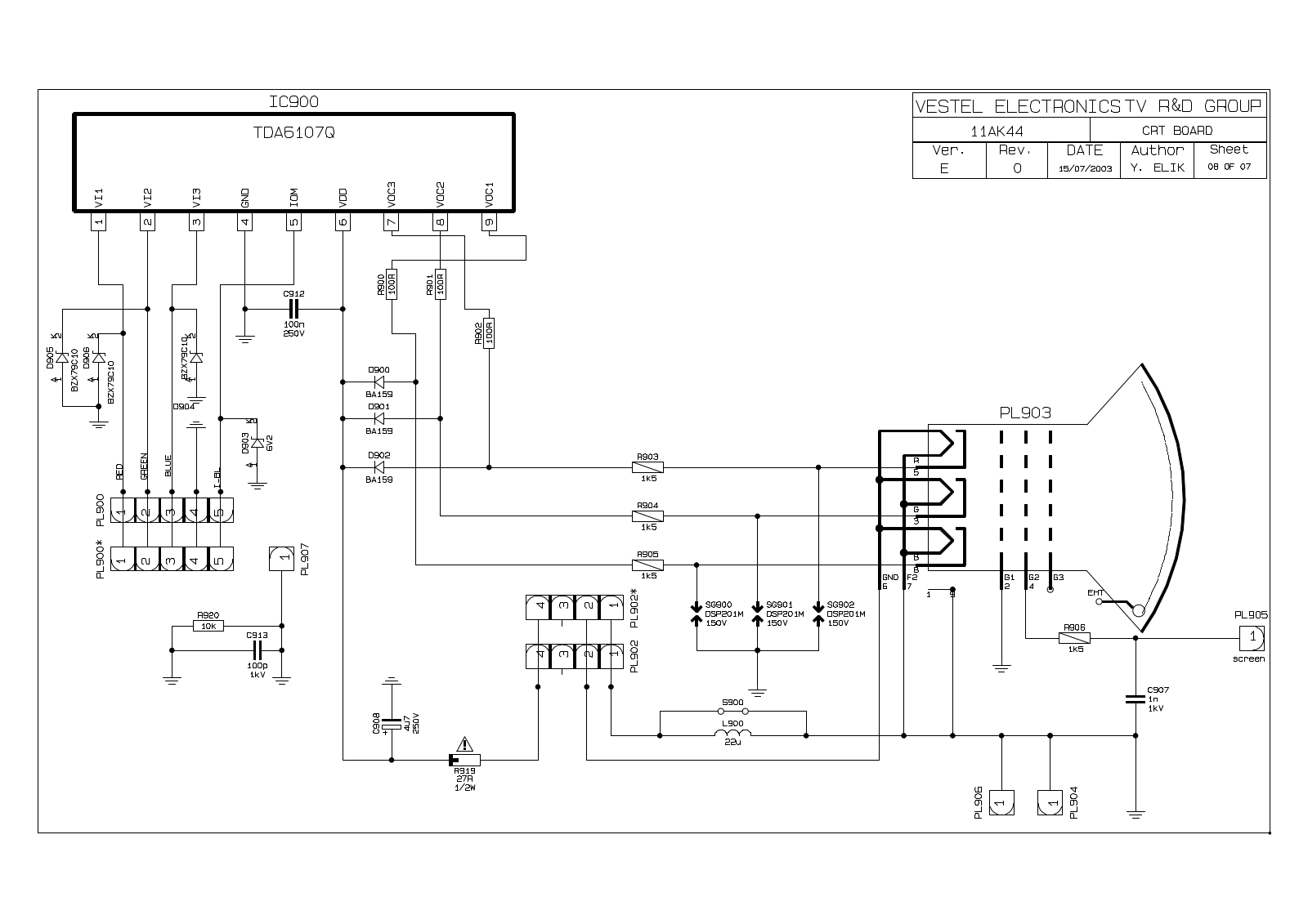 VESTEL 11ak44e Schematics board