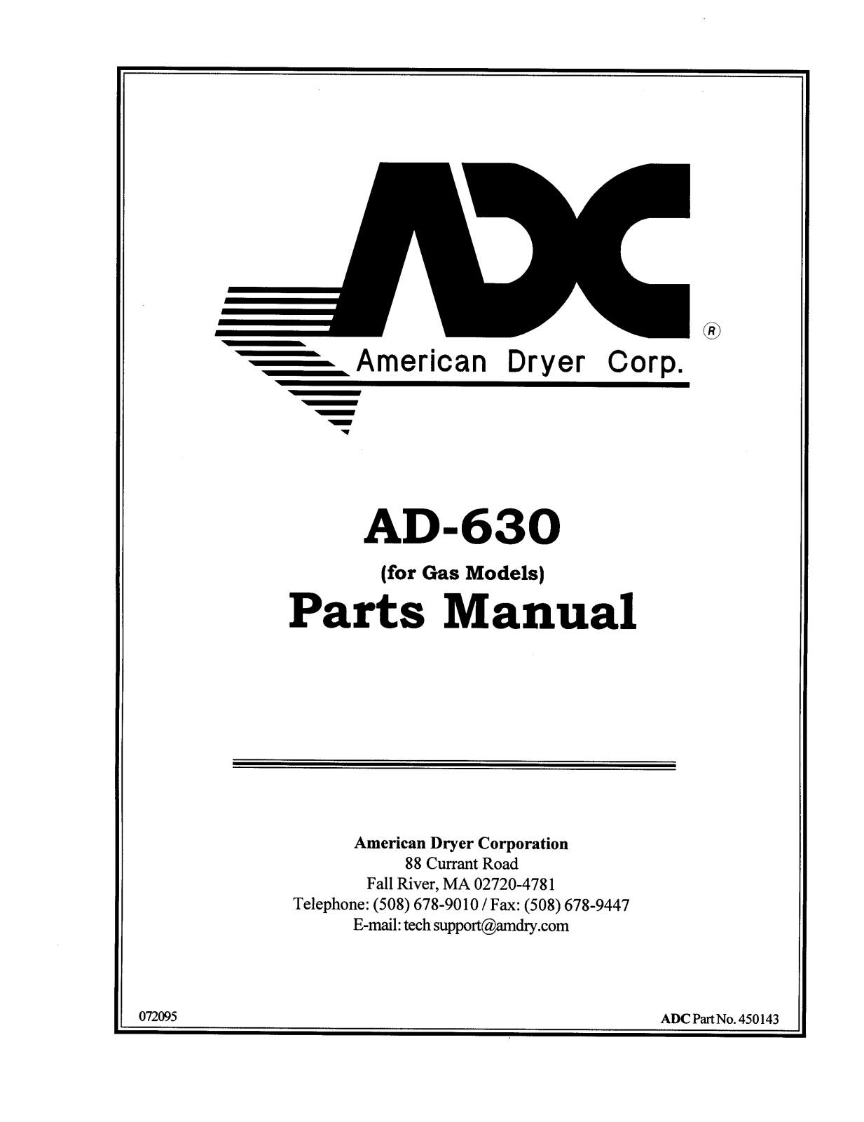 American Dryer Corp AD-630 User Manual