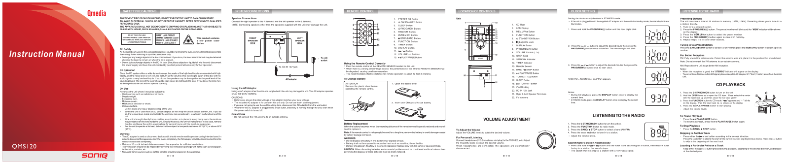 SONIQ QMS120 Instruction Manual