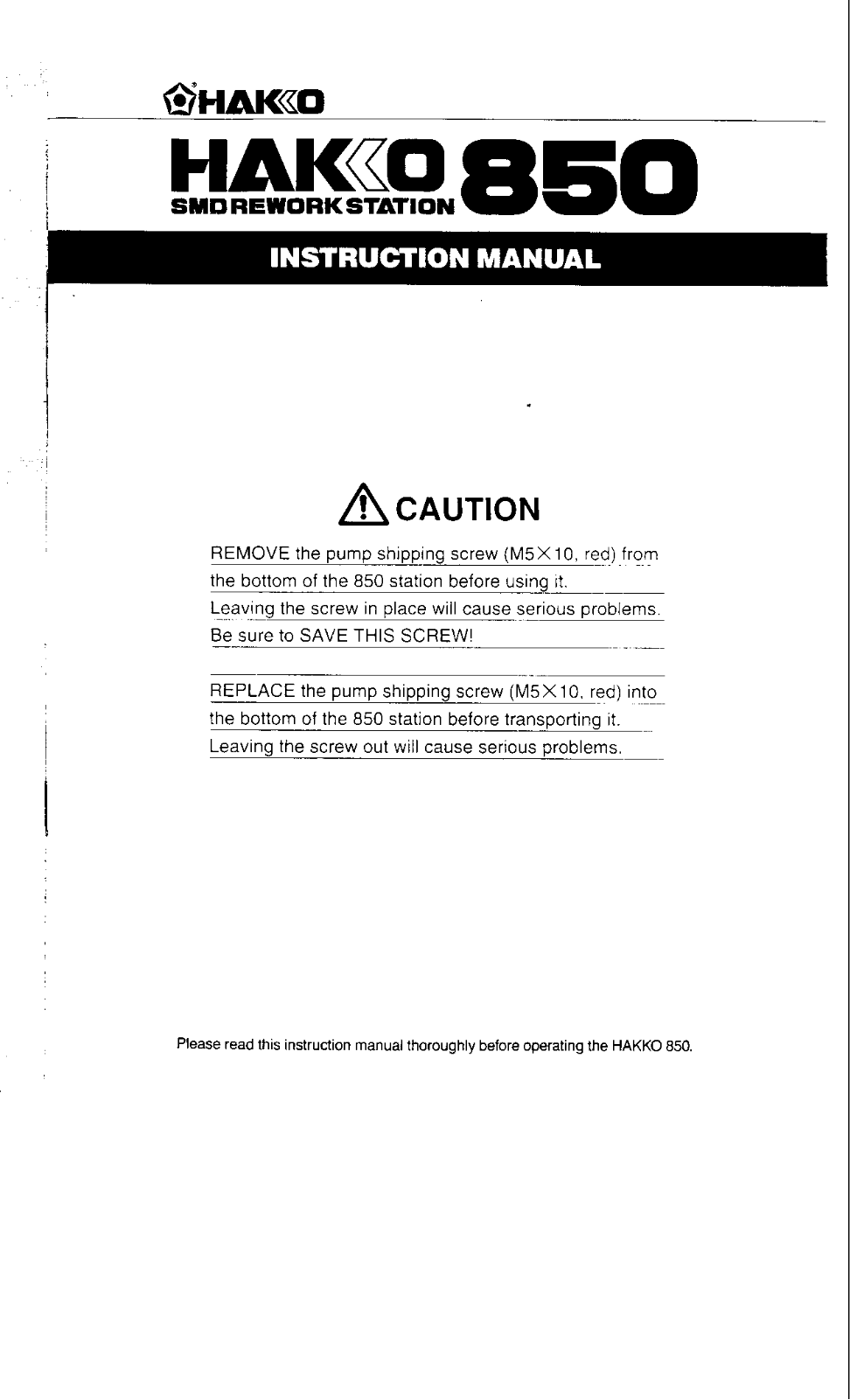 Hakko 850 User Manual