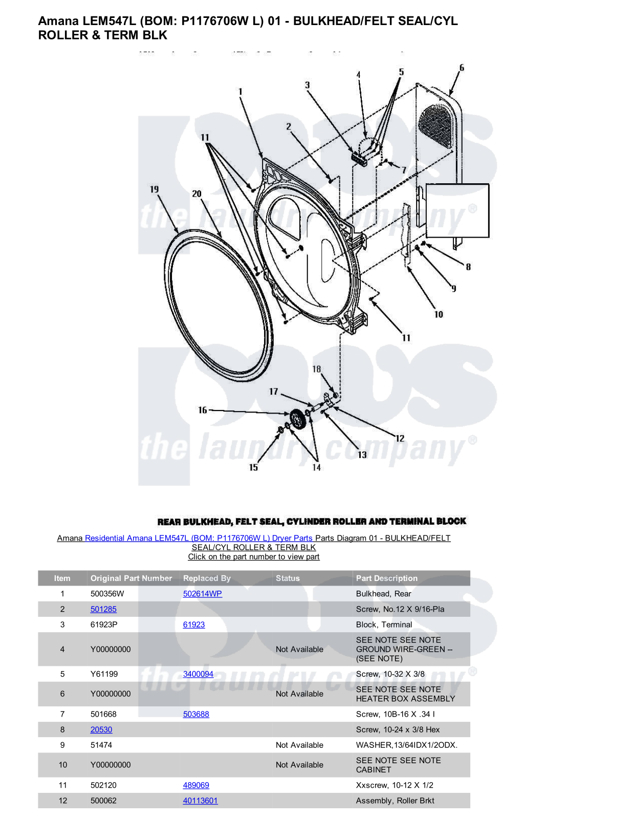 Amana LEM547L Parts Diagram