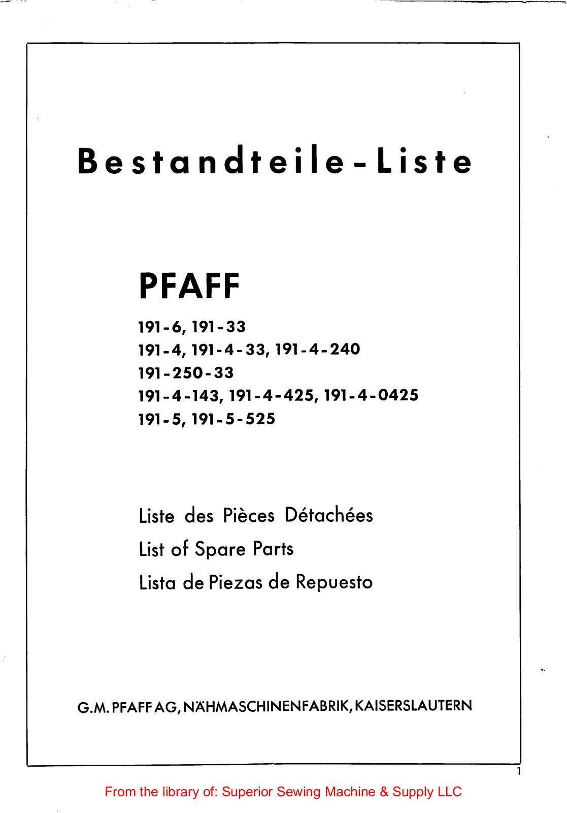Pfaff 191-6, 191-33, 191-4, 191-250-33, 191-5 User Manual - ManualMachine.com