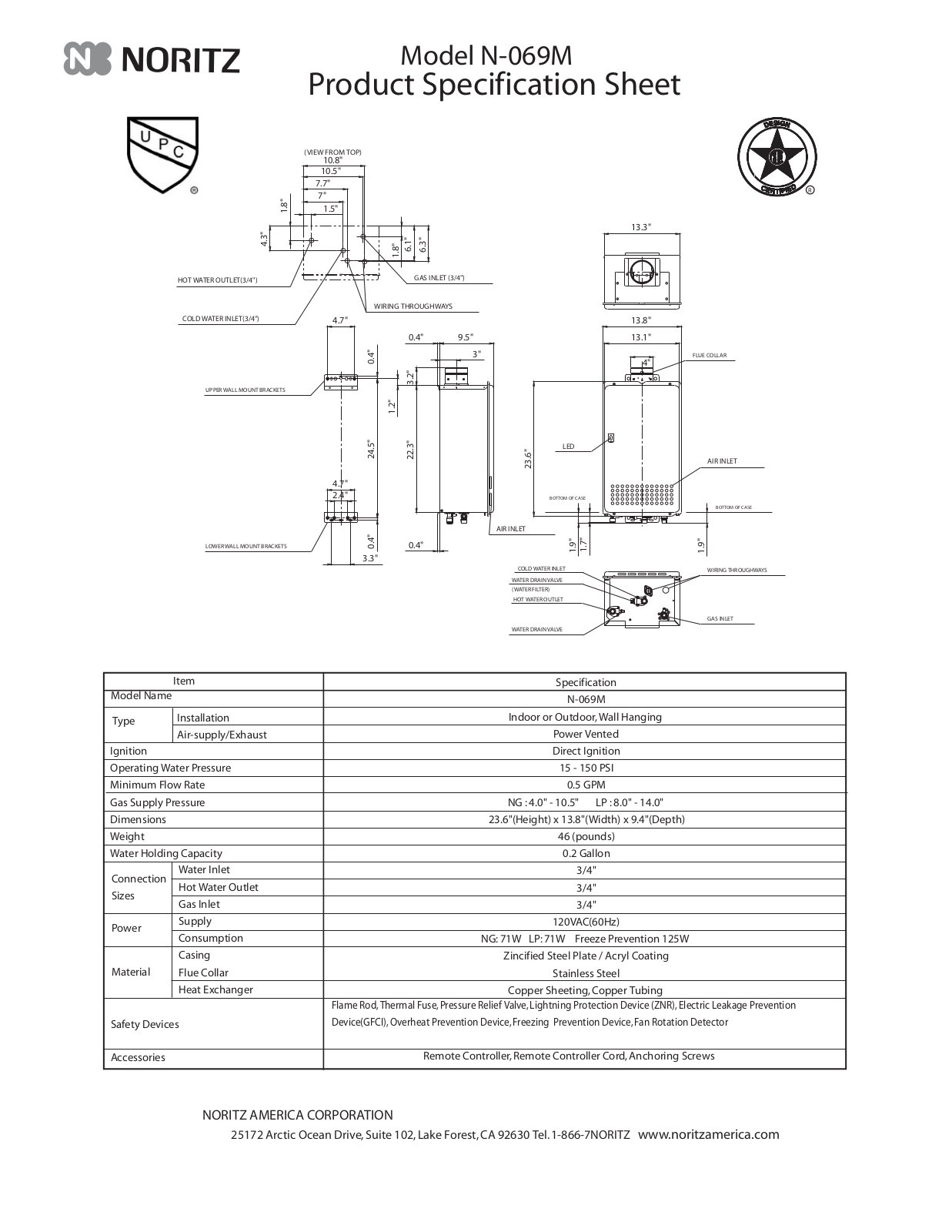 Noritz N-069M User Manual