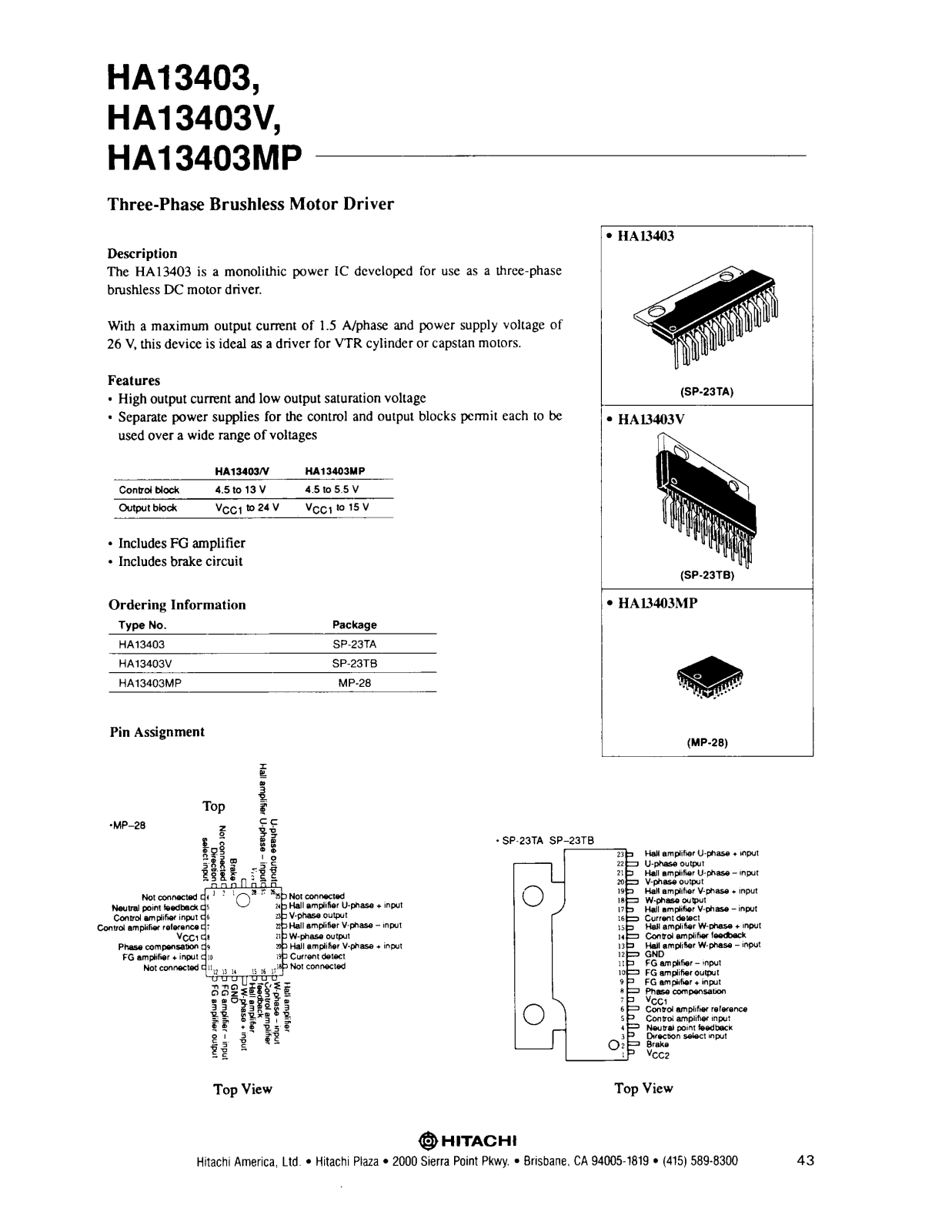 HIT HA13403, HA13403MP Datasheet