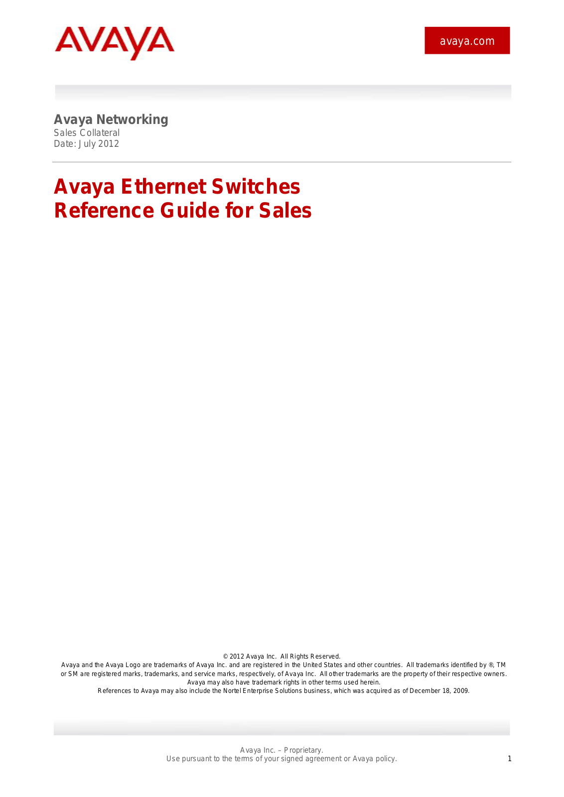 Avaya 9000, 8800, 8300, 7000, 5000 Reference Manual