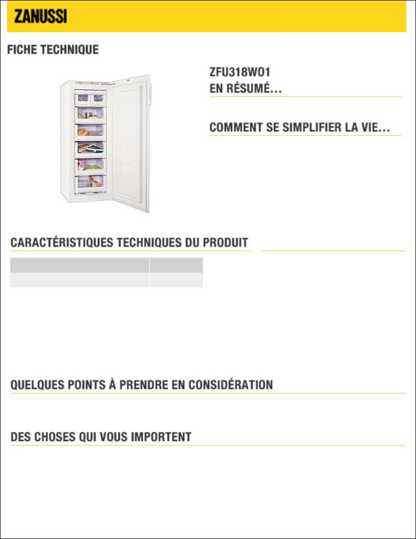 ZANUSSI ZFU318WO1 User Manual