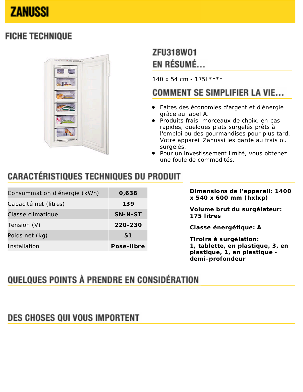 ZANUSSI ZFU318WO1 User Manual