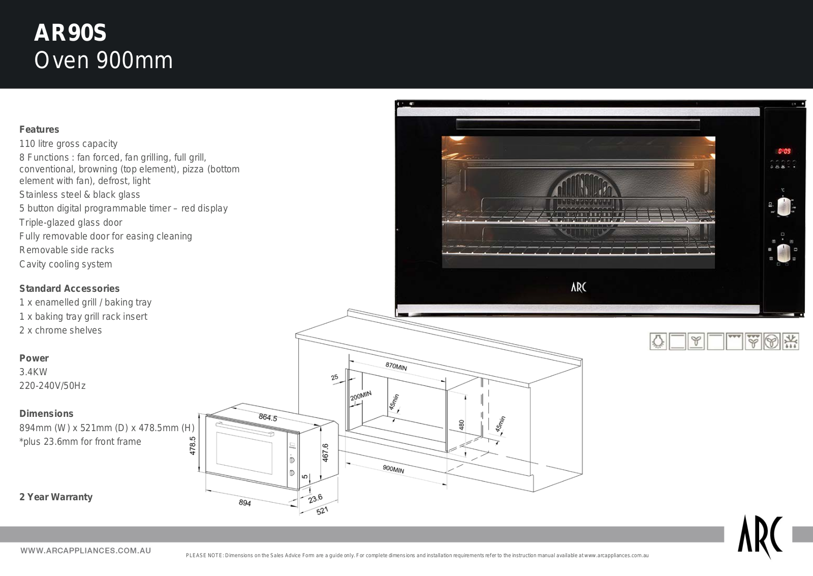 Arc AR90S Specifications Sheet - ManualMachine.com