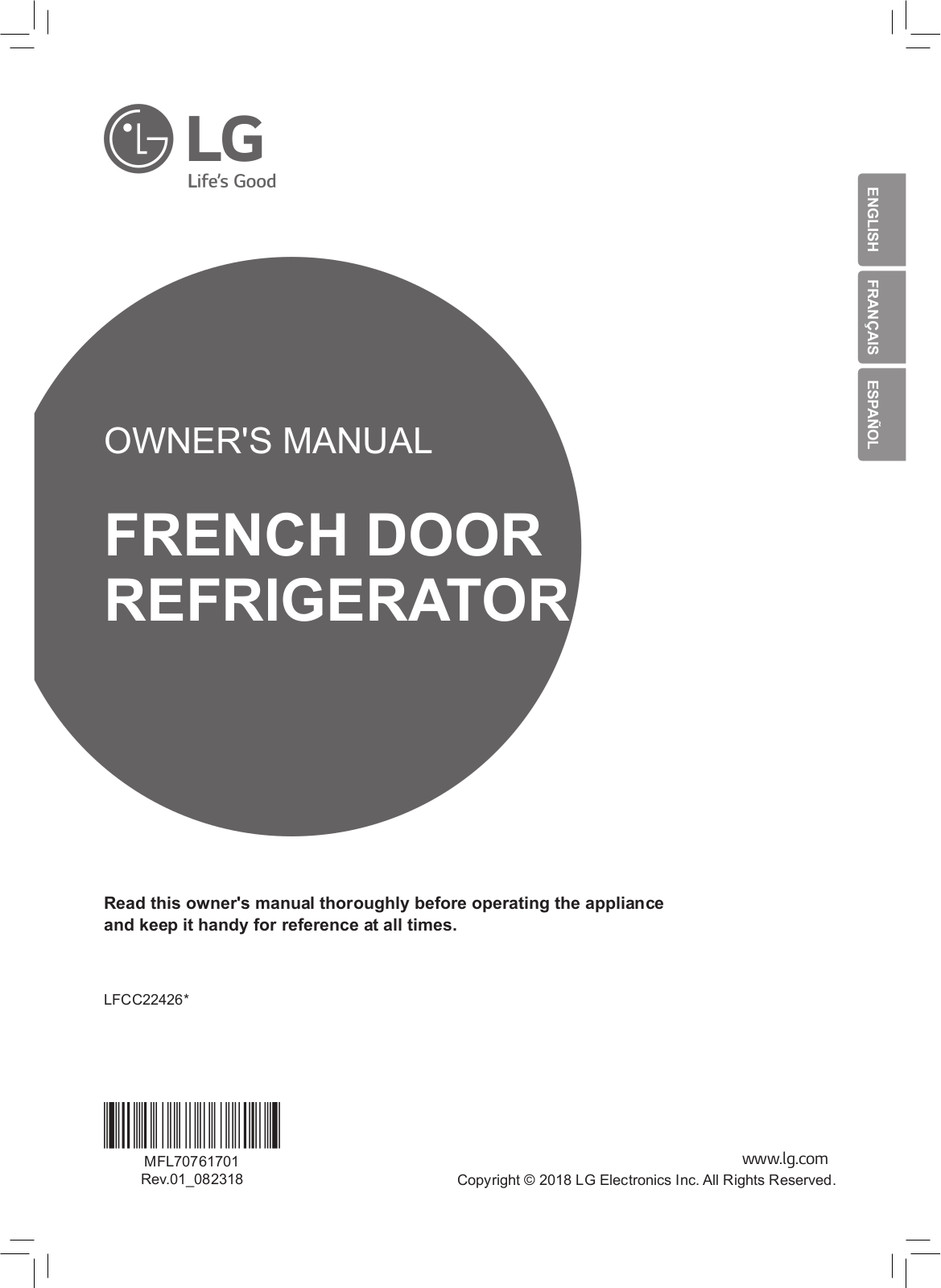 LG LFCC22426S User Manual