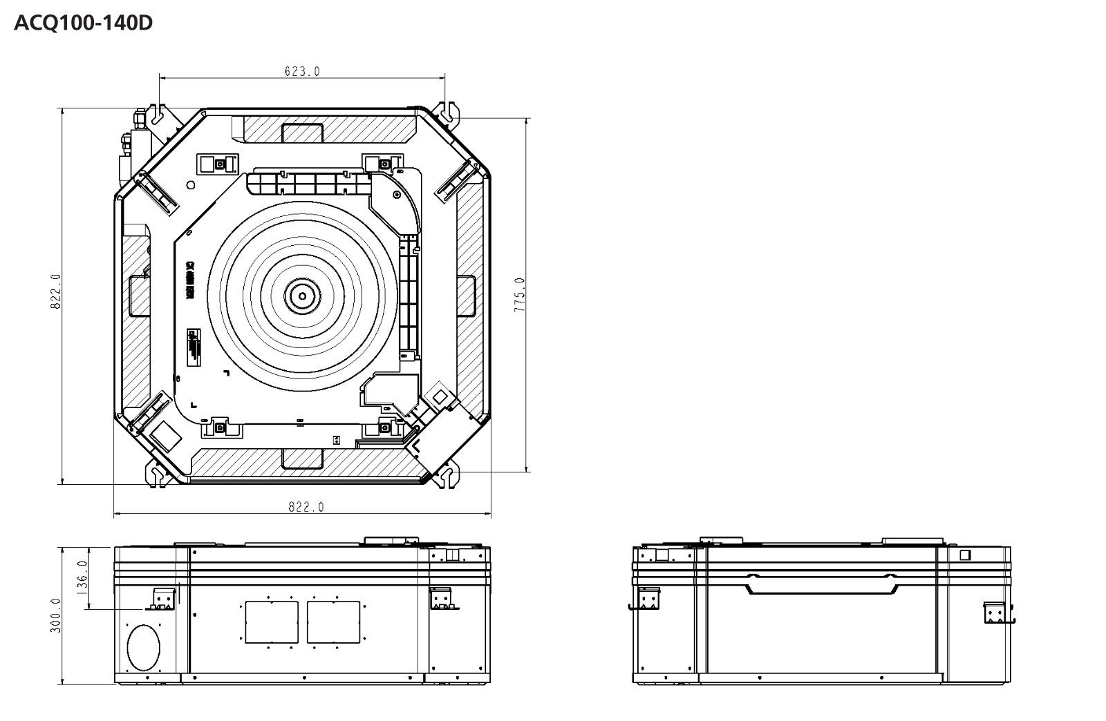 Daikin ACQ125D, ACQ100D, ACQ140D Drawing