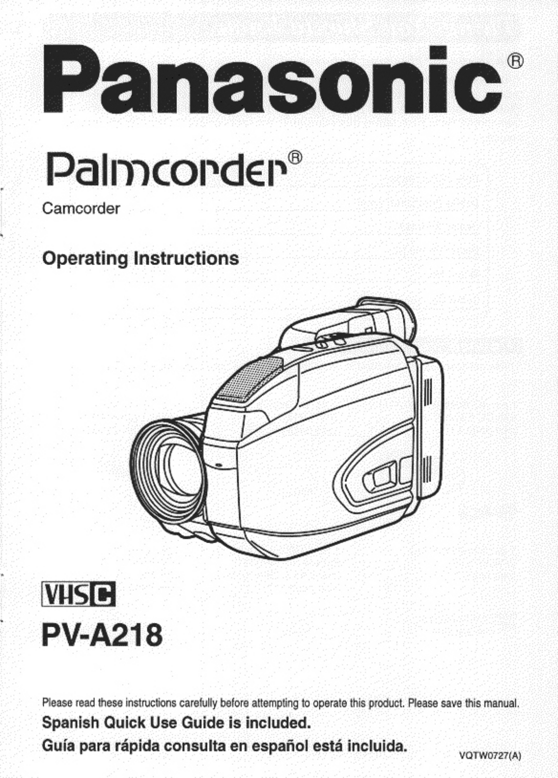 Panasonic PV-A218 Operating Instruction