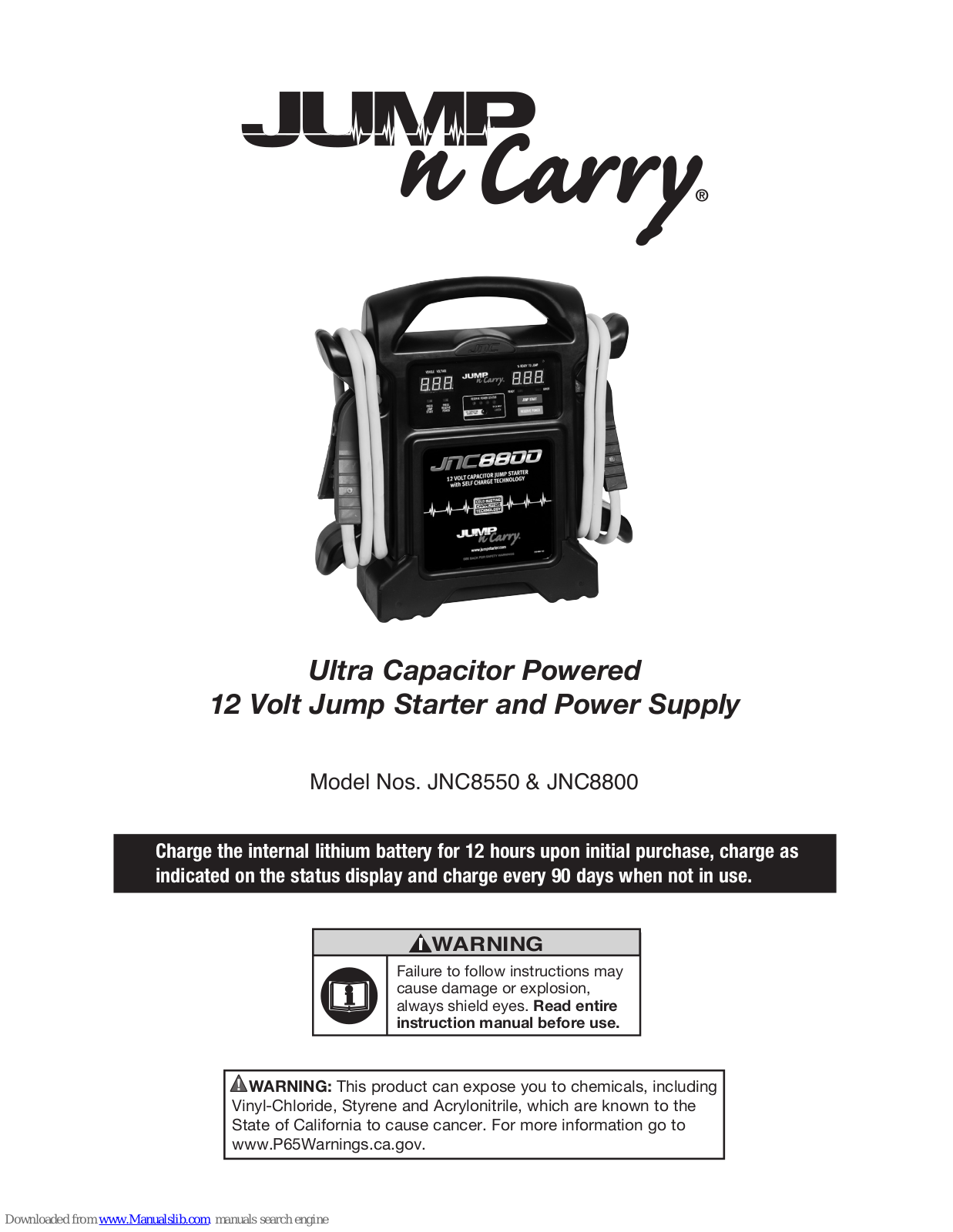 Jump n Carry JNC8550, JNC8800 Owner's Manual