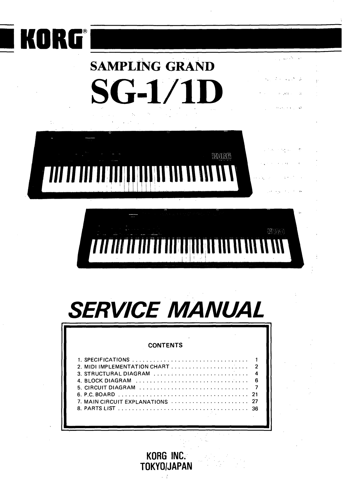 Korg SG1, SG1D Service Manual