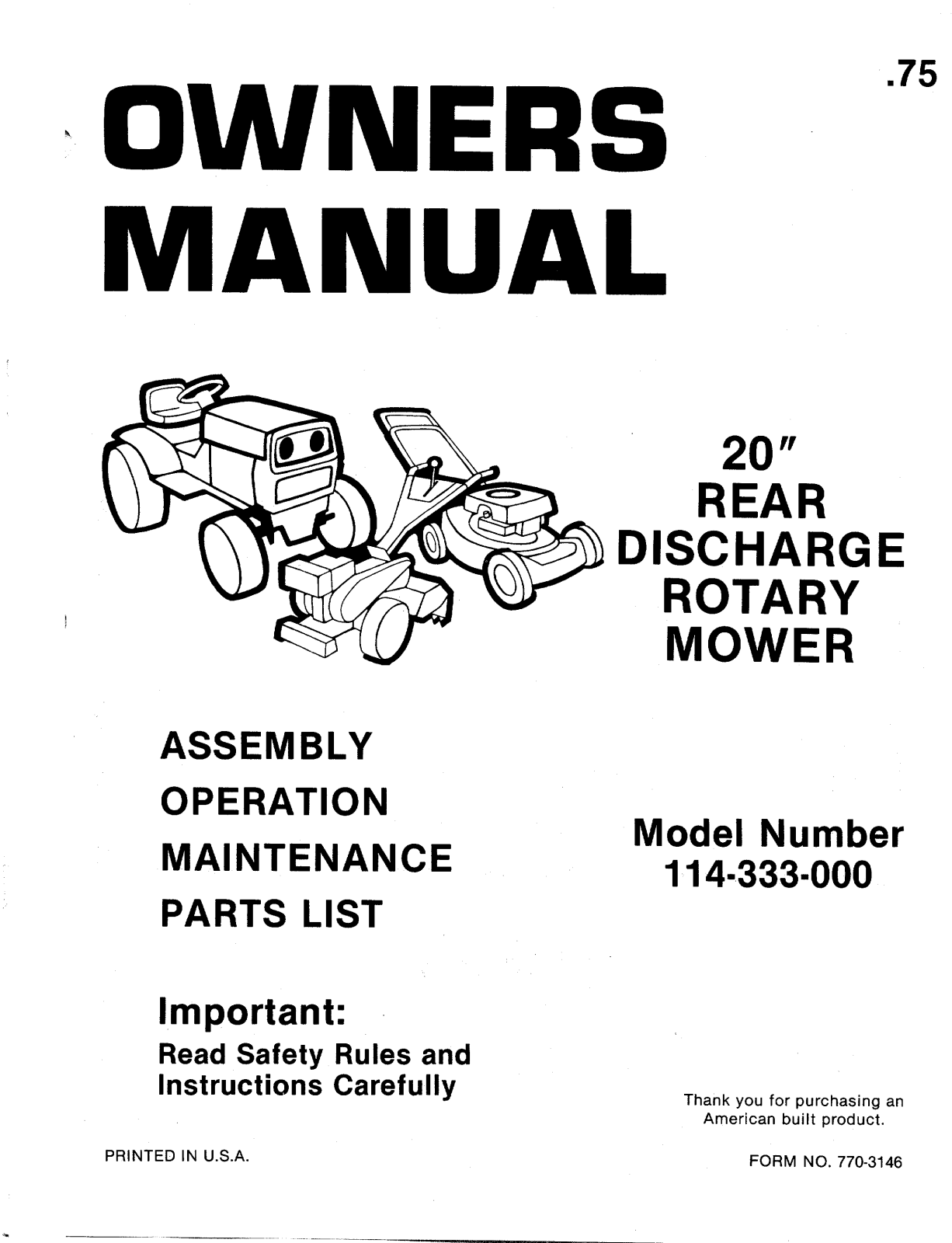 MTD 114-333-000 User Manual