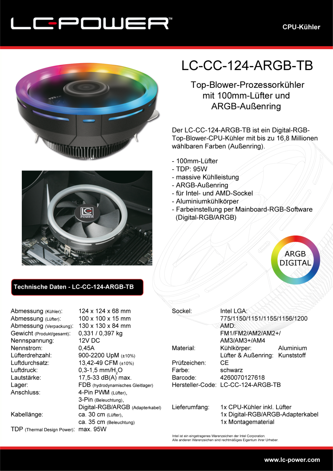 LC POWER LC-CC-124-ARGB-T Datasheet