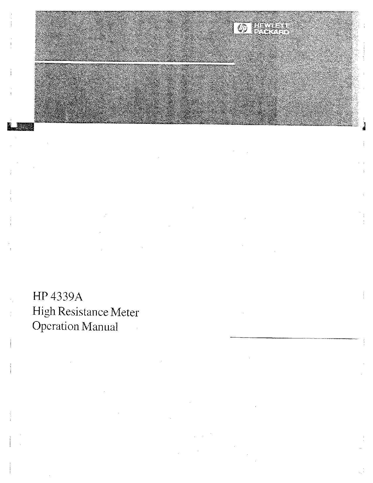 HP (Hewlett-Packard) 4339A User Manual