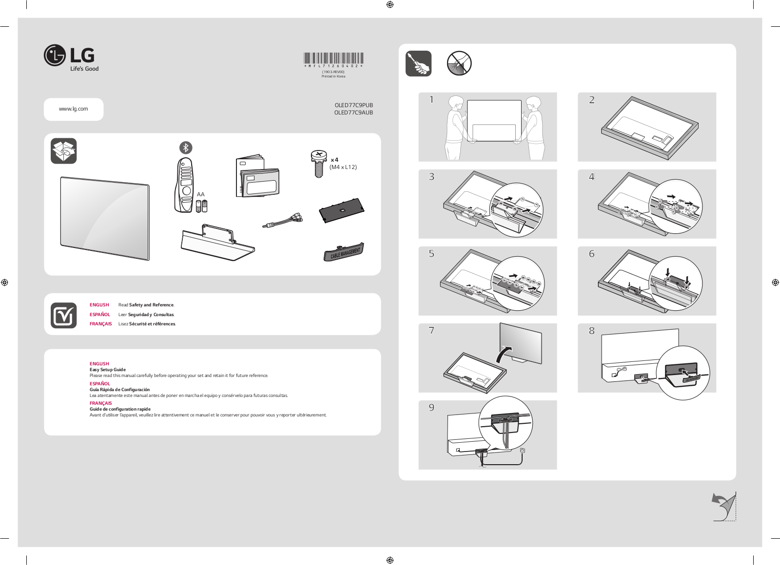 LG OLED77C9PUB QUICK SETUP GUIDE