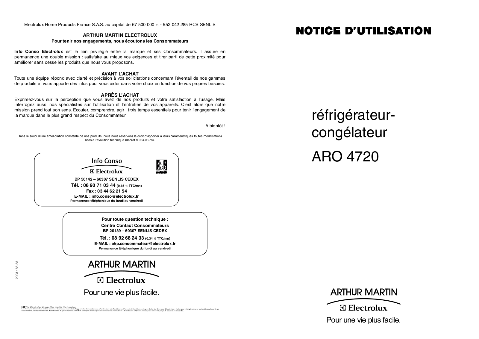 ARTHUR MARTIN ARO4720 User Manual