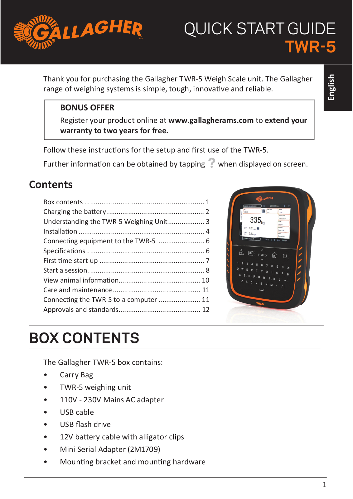 Gallagher TWR-5 User Manual