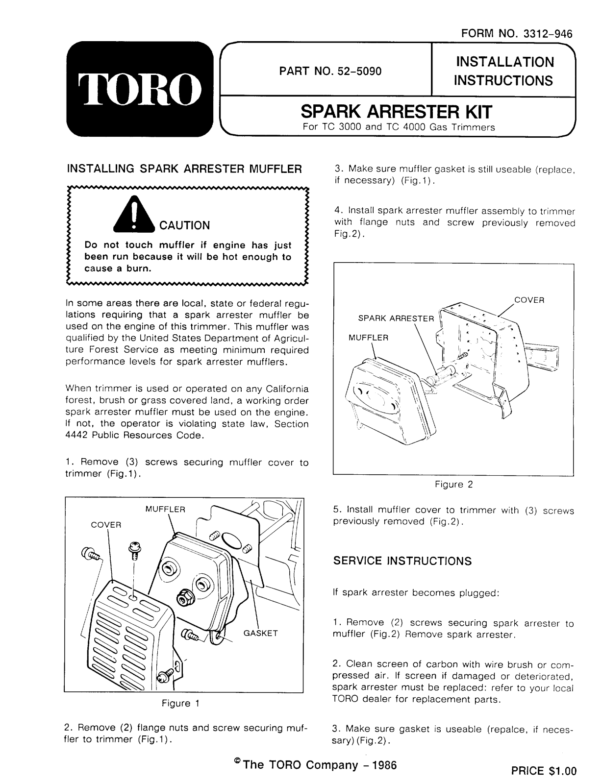 Toro 52-5090 Installation Instructions