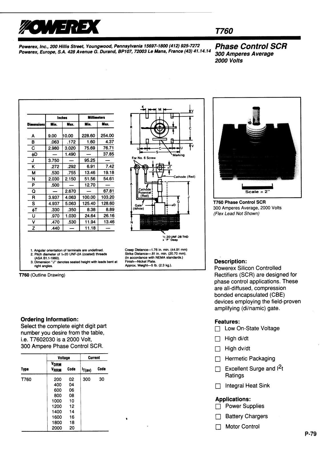 POWEREX T760 Datasheet