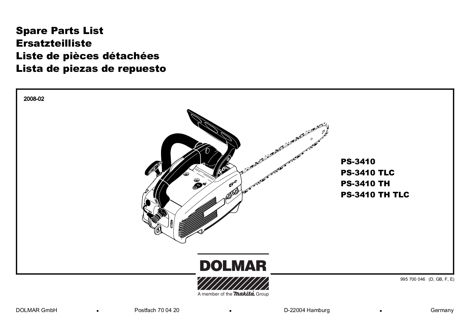 Dolmar PS-3410 TLC User Manual