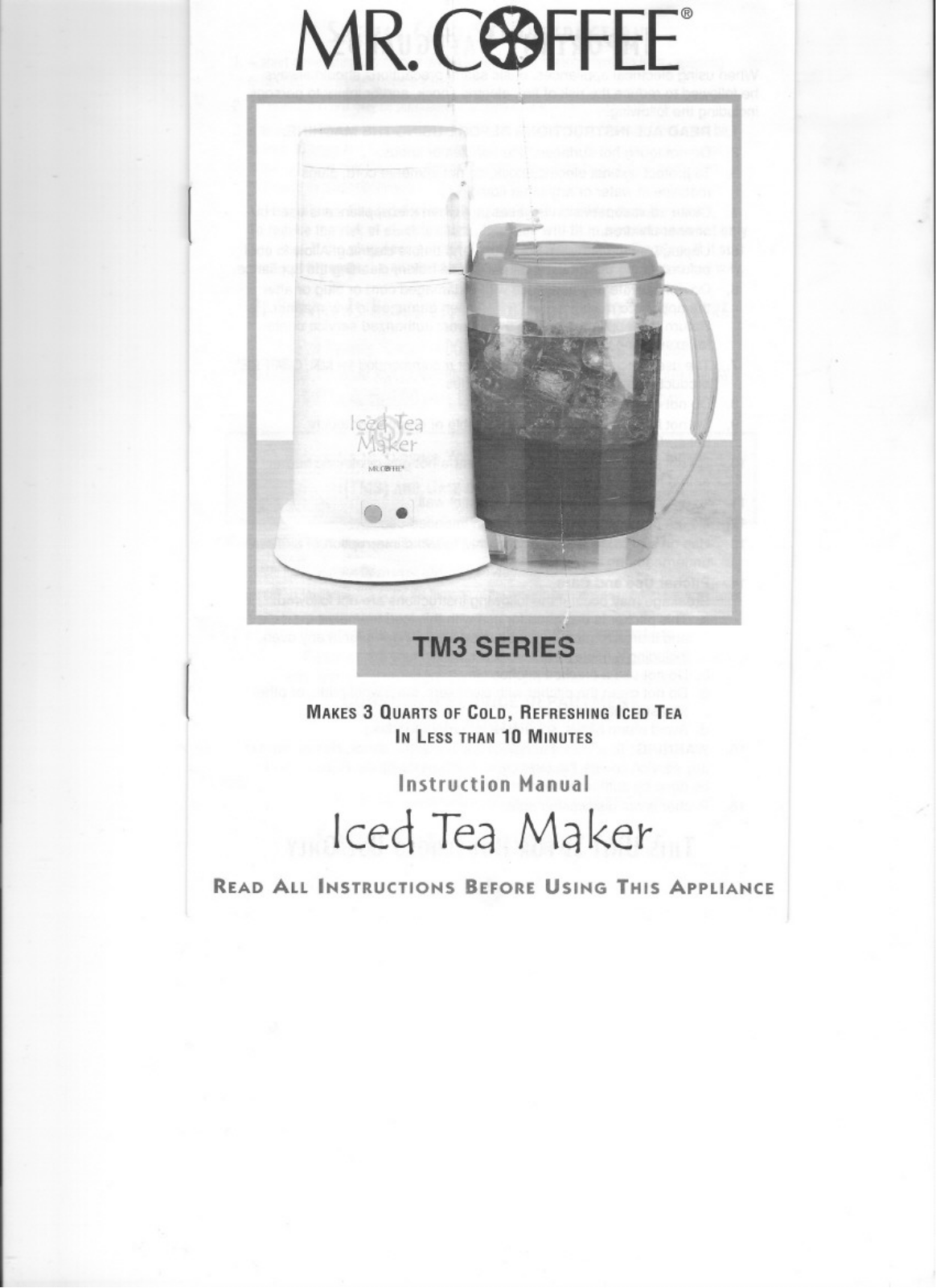 Mr. Coffee TM3-2 User Manual