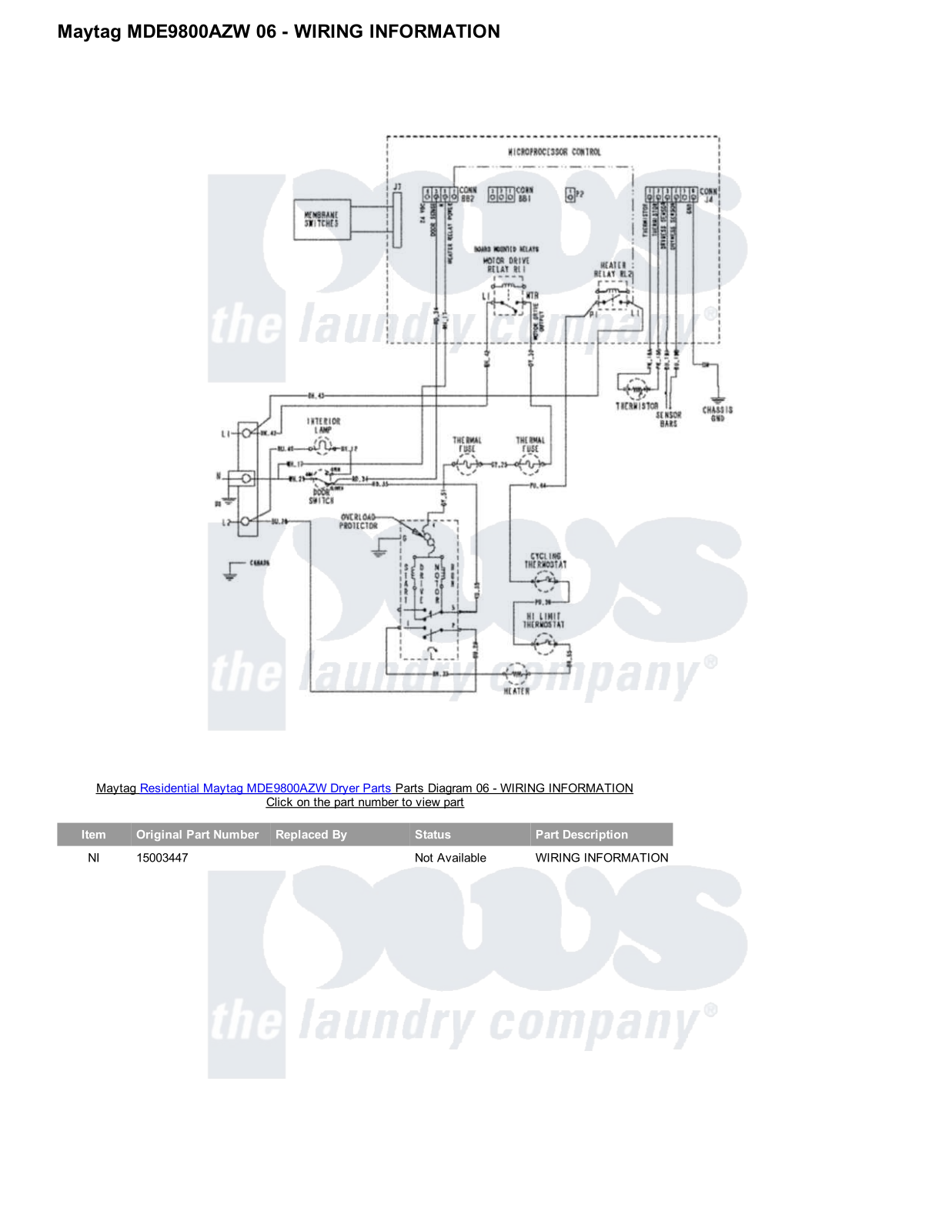 Maytag MDE9800AZW Parts Diagram