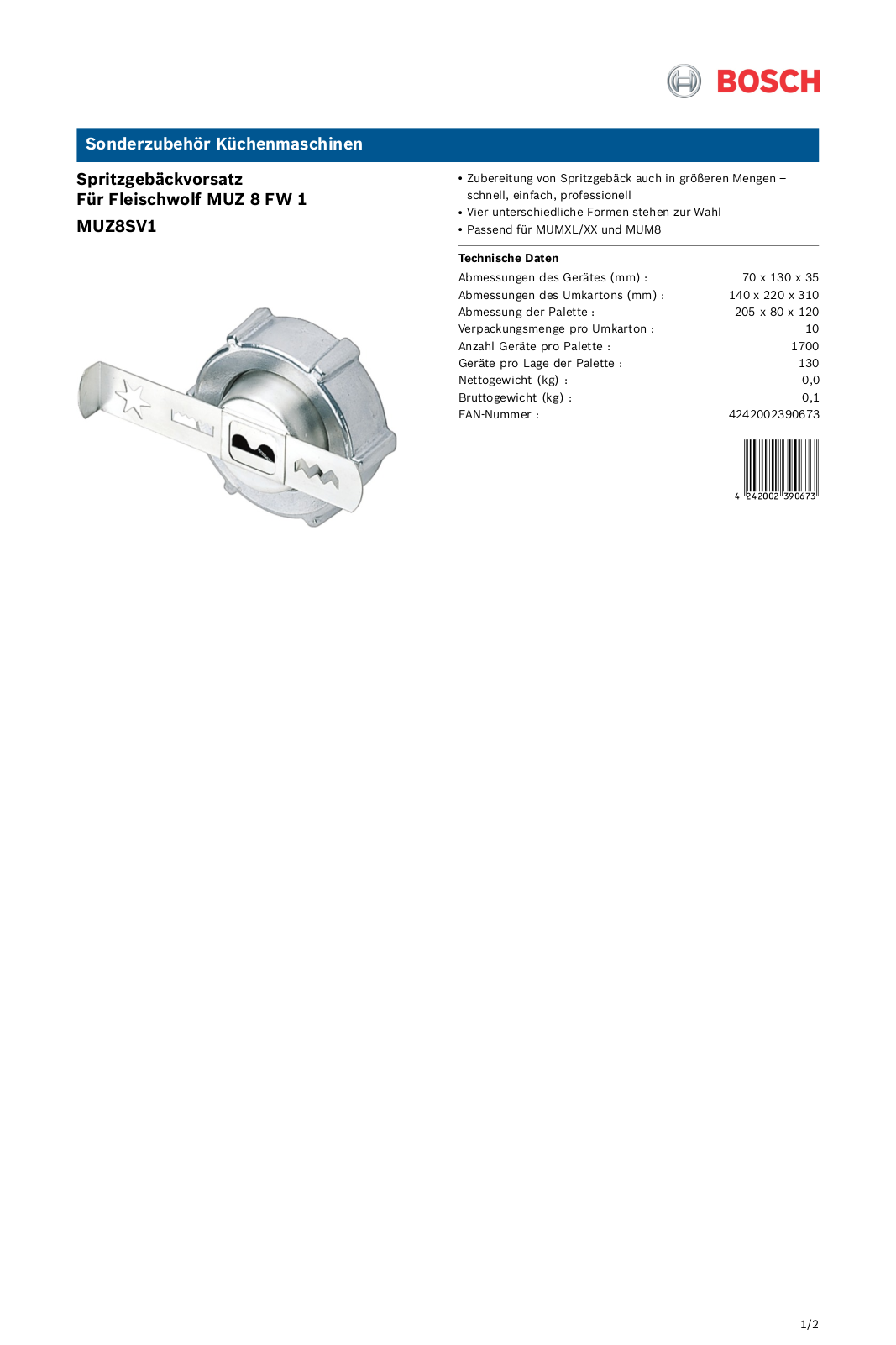 Bosch MUZ8SV1 User Manual