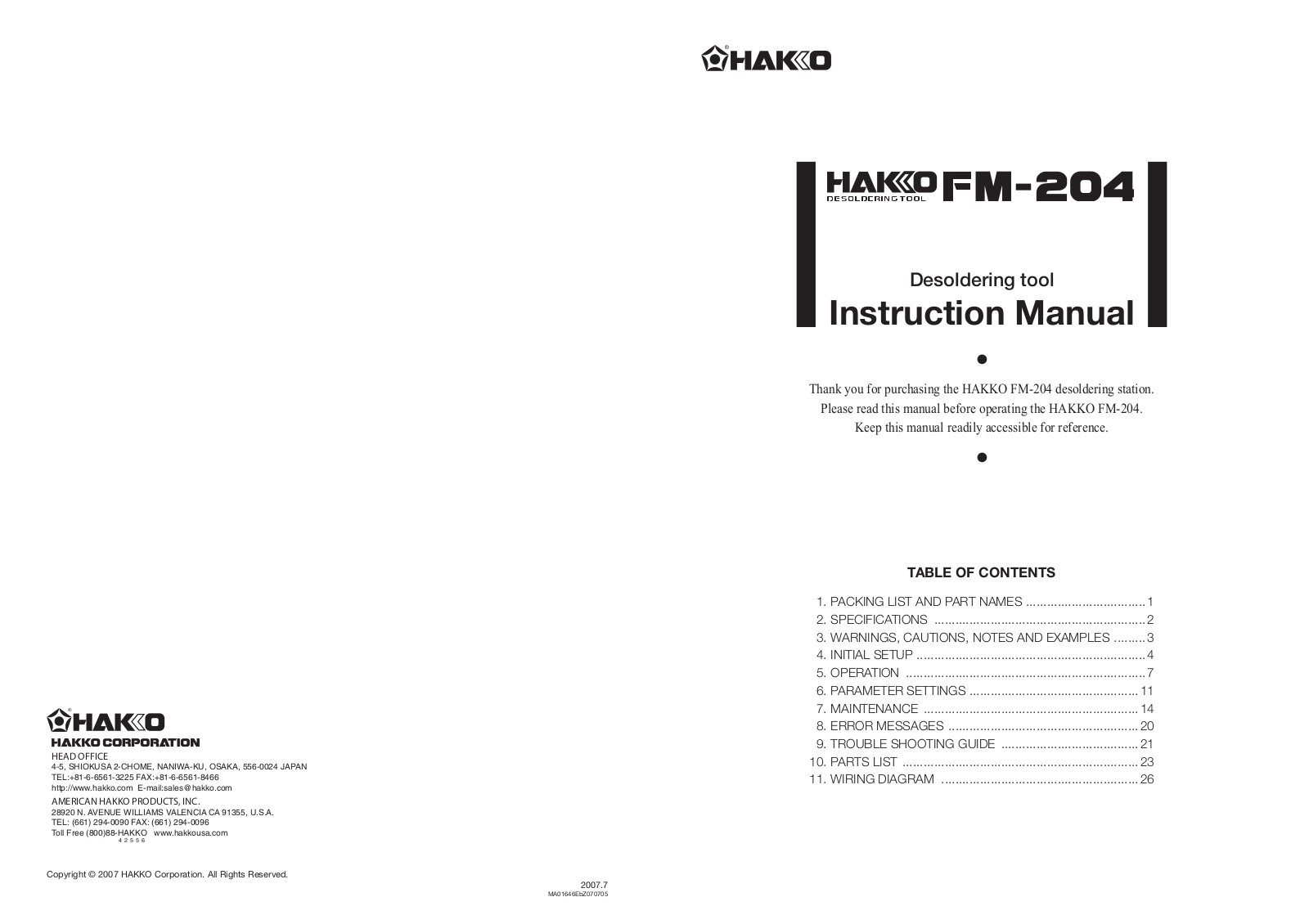 Hakko FM-204 User Manual