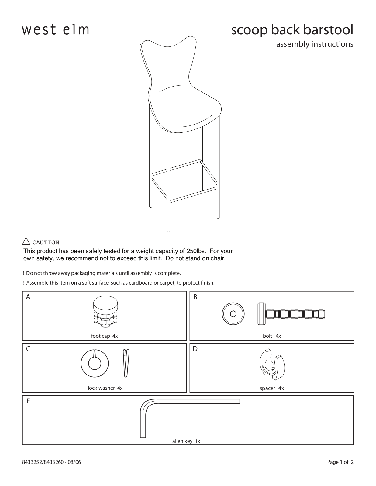 West Elm Scoop Back Barstool Assembly Instruction