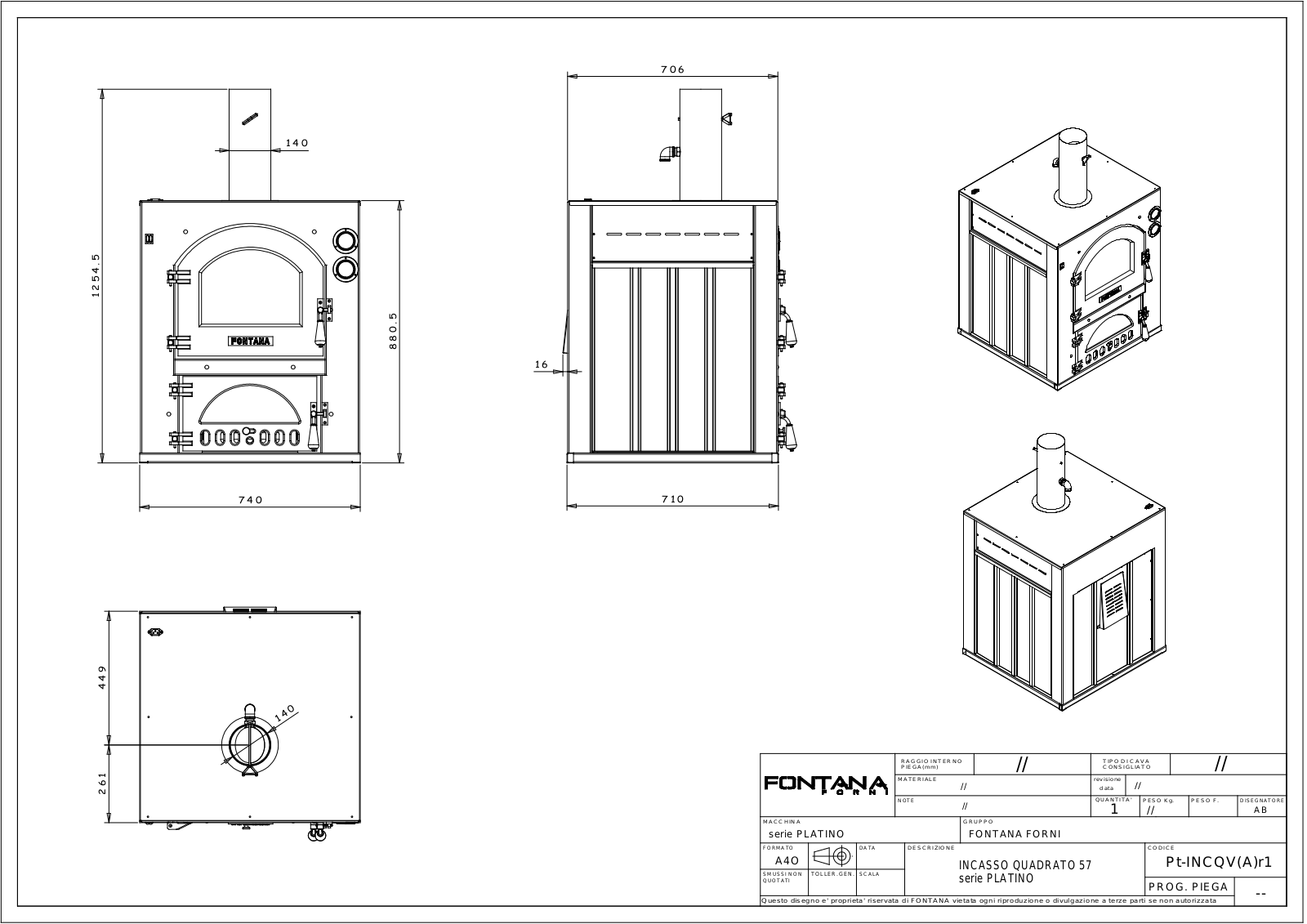 Fontana Forni CAINC57Q Dimensions drawing