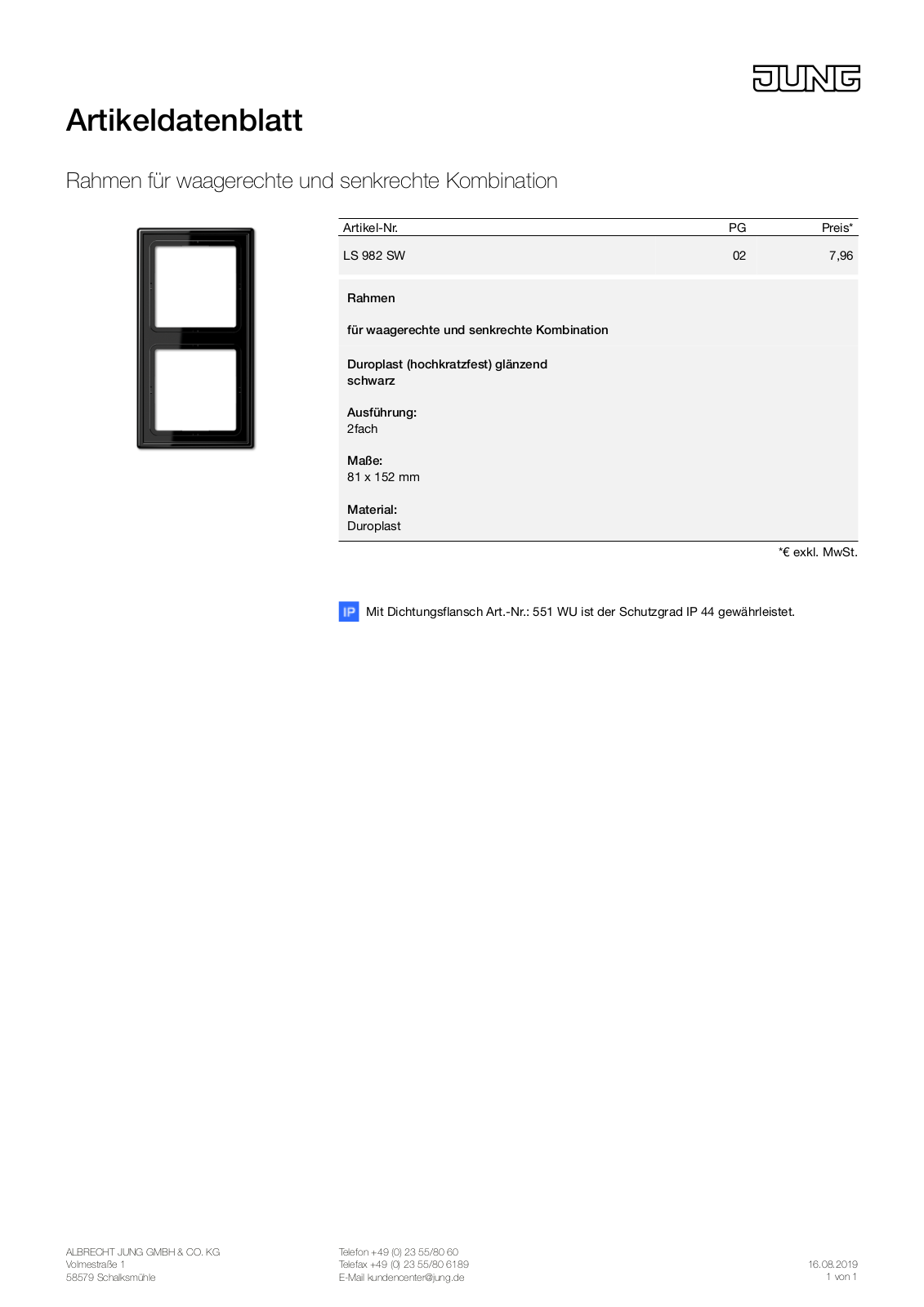 Jung LS 982 SW User Manual