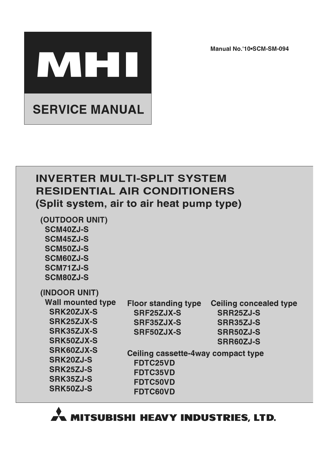 Mitsubishi FDTC35VD, SRC35ZJX-S user guide manual
