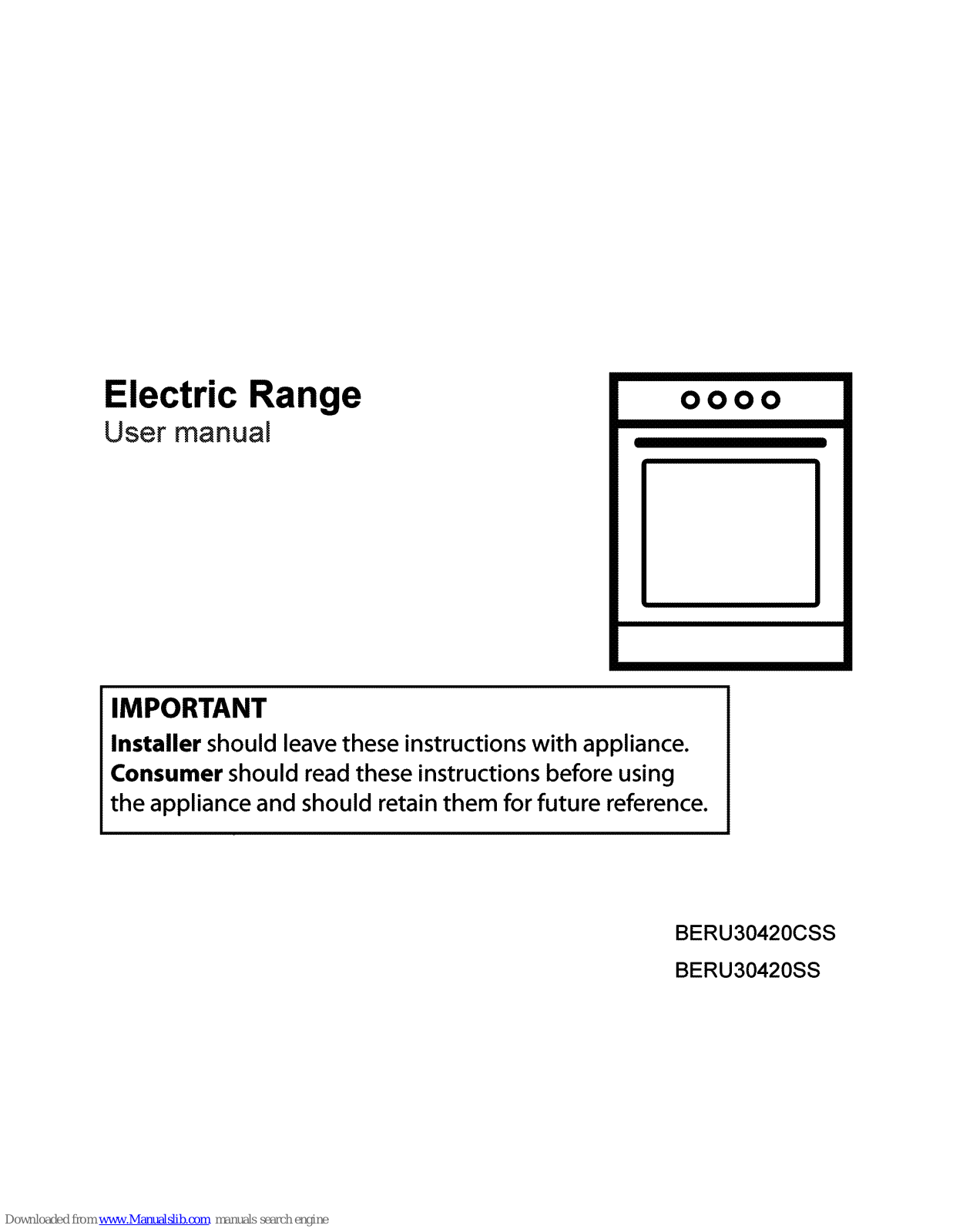 Blomberg BERU30420CSS, BERU30420SS User Manual