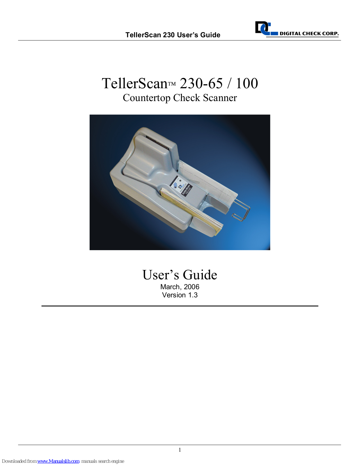 Digital Check TellerScan 230-65, TellerScan 230-100 User Manual