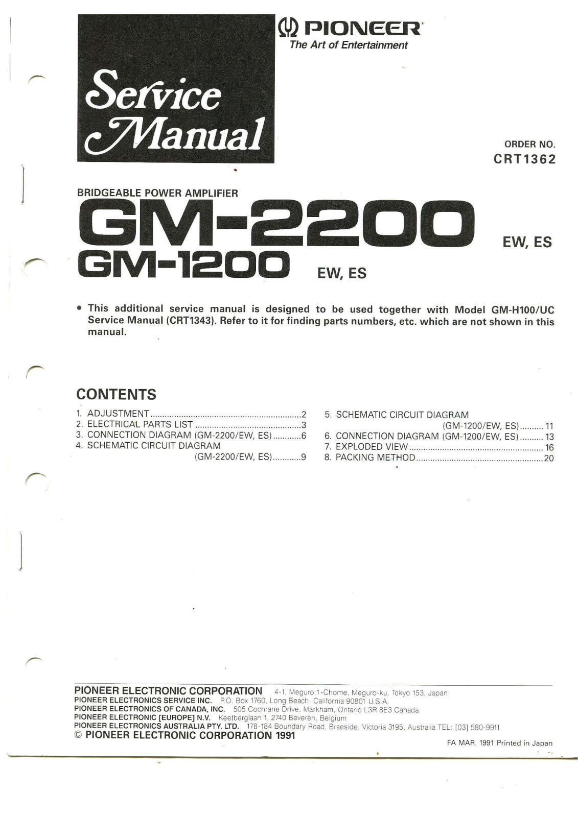 Pioneer GM-2200, GM-1200 Schematic