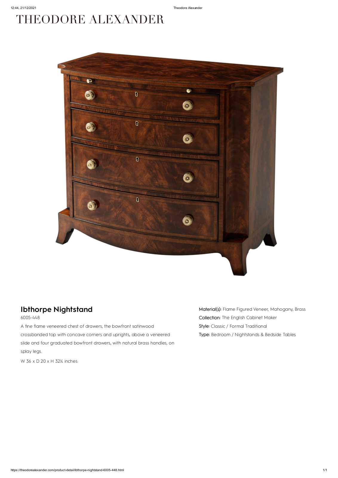 Theodore Alexander FPLJ1309 Specifications - ManualMachine.com