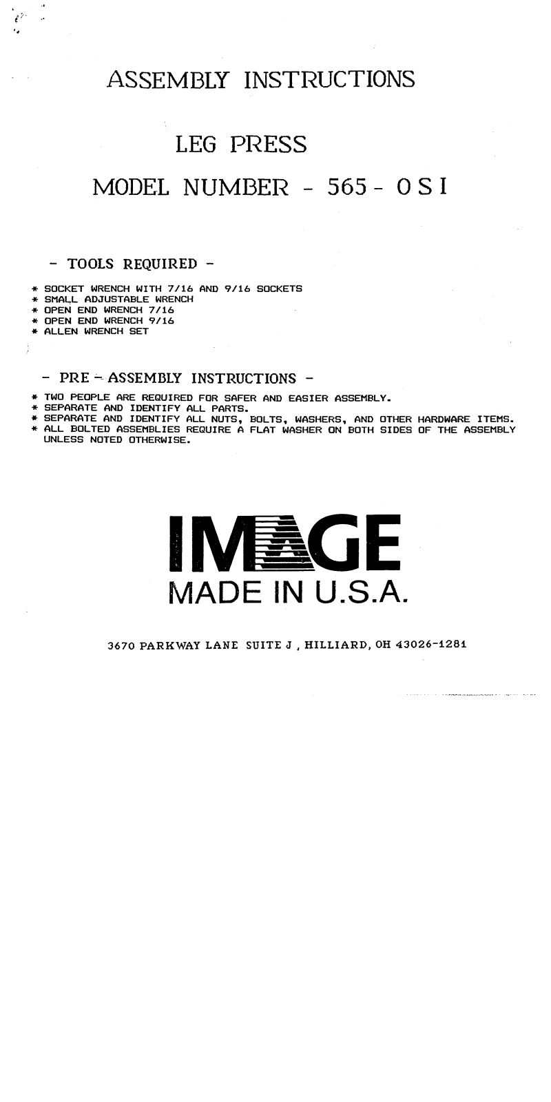 Image IM5650 Assembly Instruction