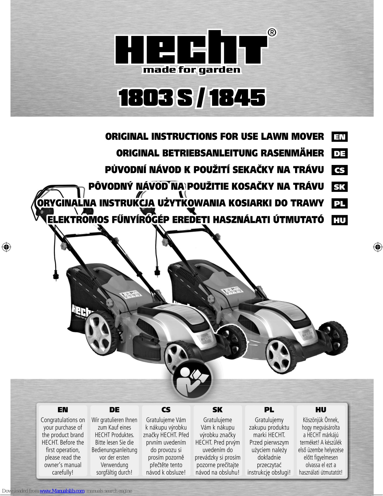 hecht 1803 S, 1845 Instructions For Use Manual