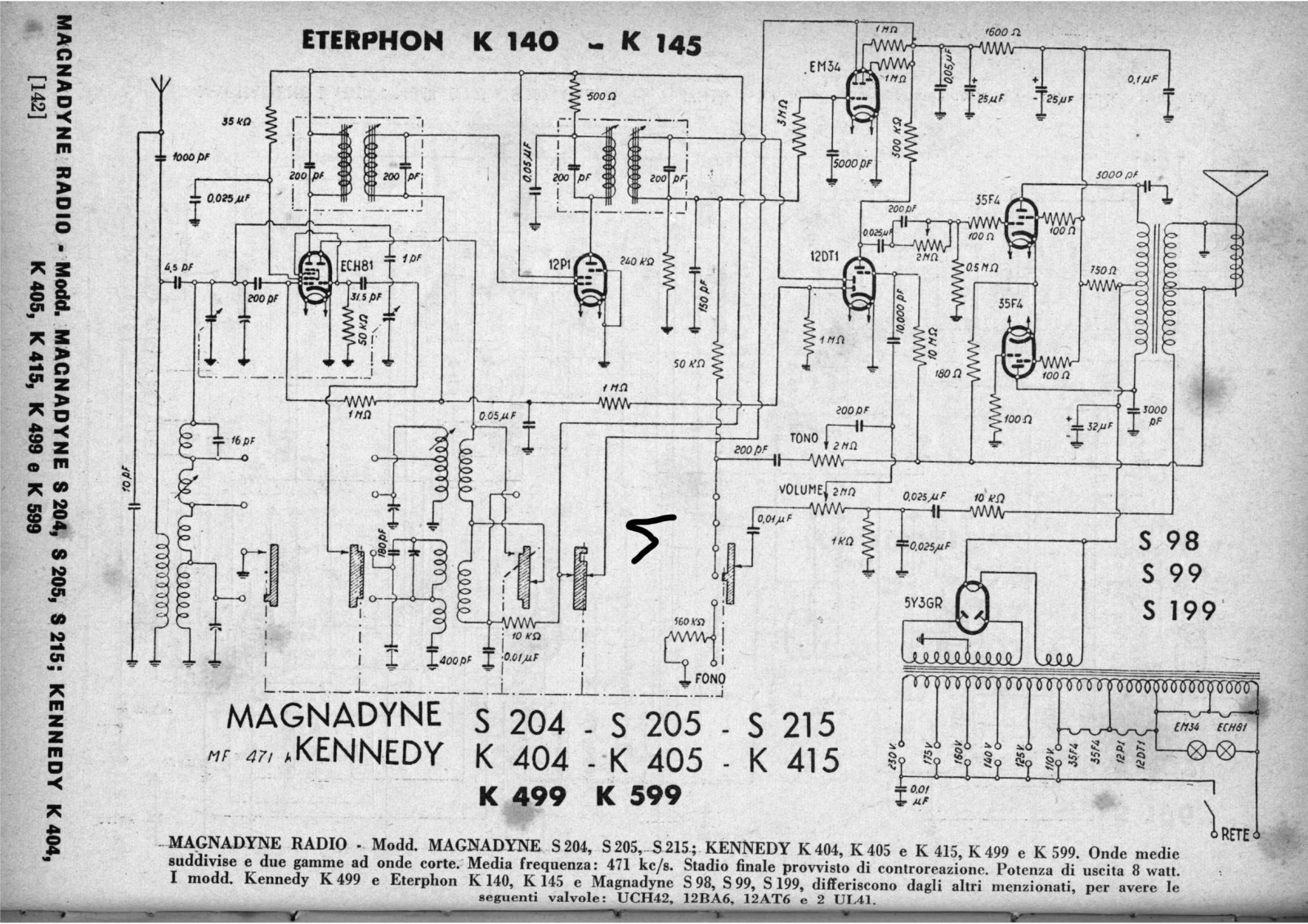 Kennedy k404, k405, k415, k499, k599 schematic