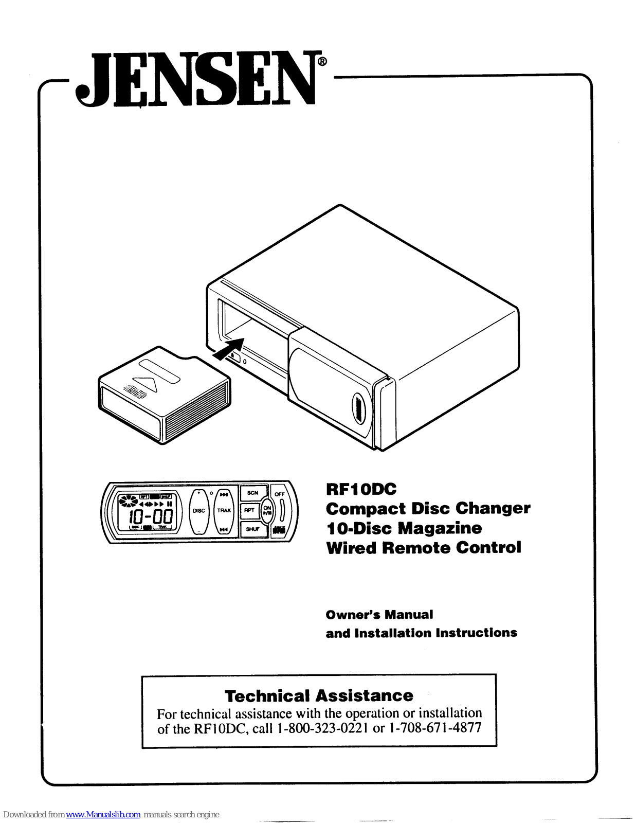 Jensen RF10DC Owner's Manual And Installation Instructions