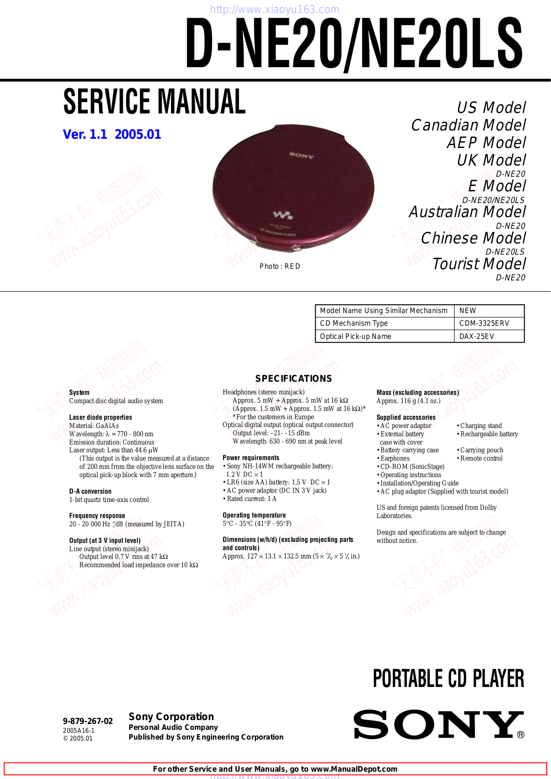 Sony D-NE20,D-NE20LS Service Manual