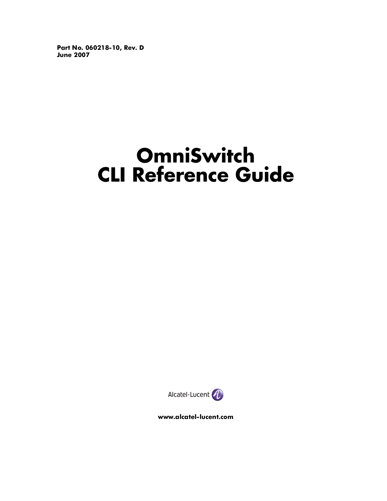 Alcatel-lucent OMNISWITCH 6800-6850-9000 CLI User Manual