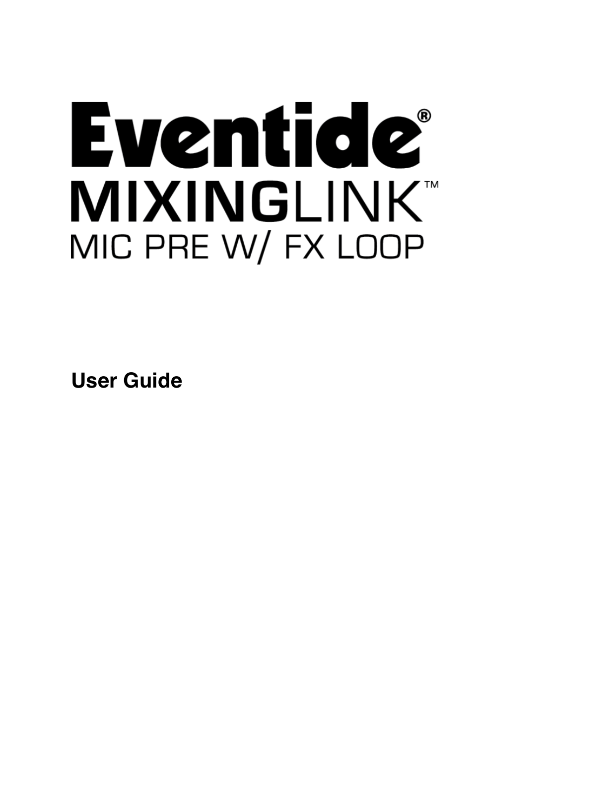 Eventide MixingLink User manual