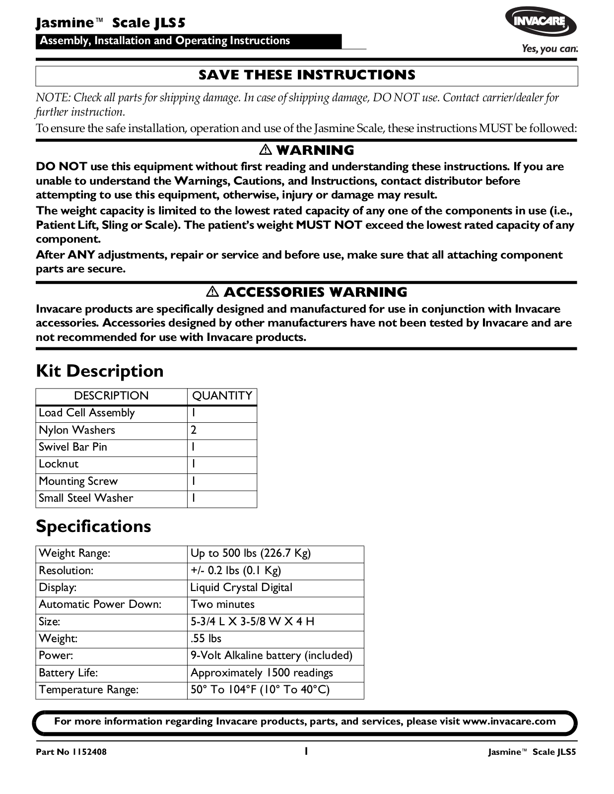 Invacare JLS5 User Manual