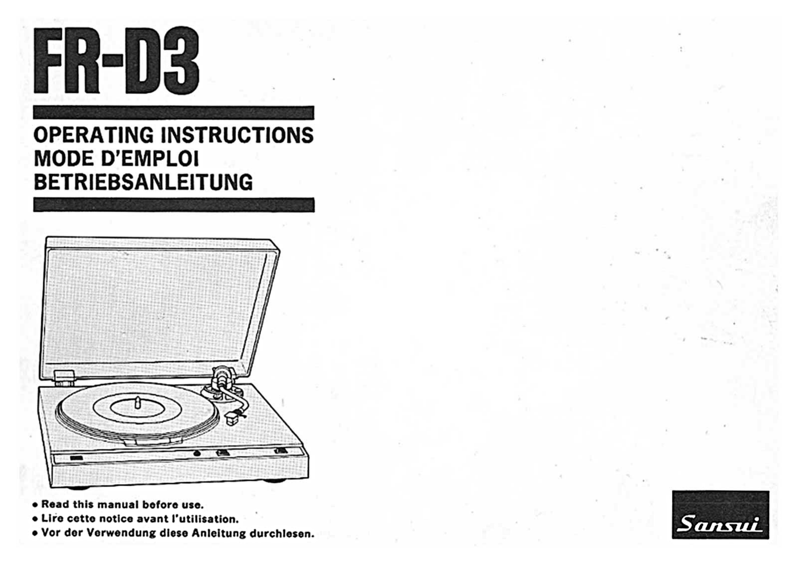 Sansui FR-D3 Owners Manual